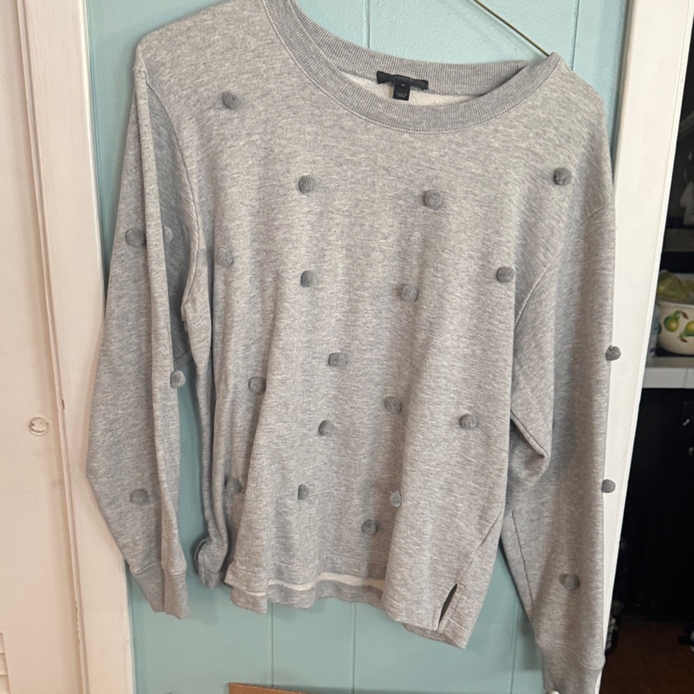 J. Crew Light Gray Textured Dot Sweater